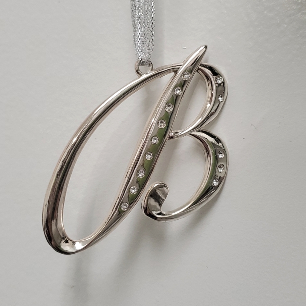 Harvey Lewis Letter "B" Silver-Plated Ornament with Crystals by Swarovski